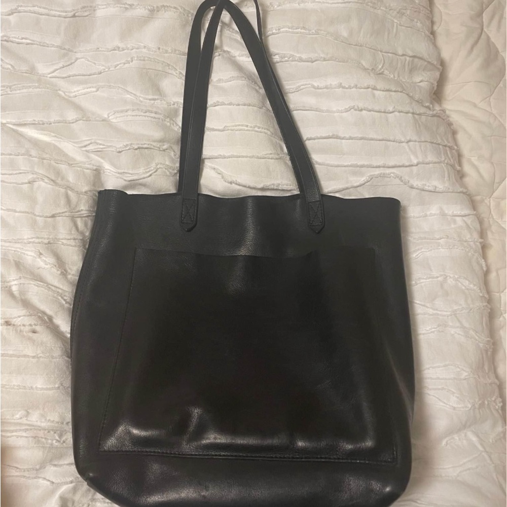 Elegant Black Leather Tote Bag